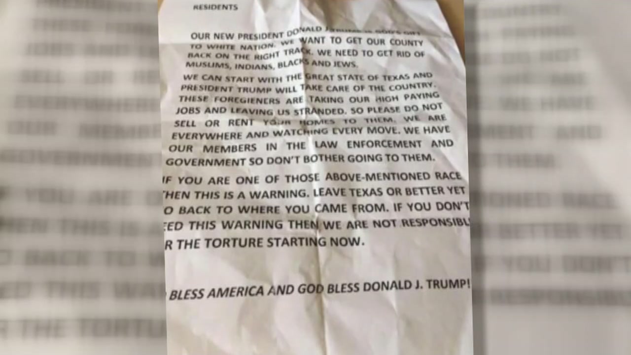 Hate letter left outside home in Riverstone Ranch